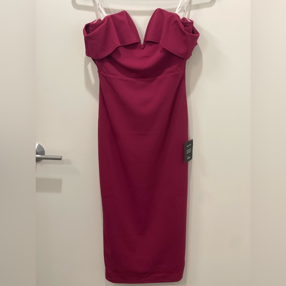 Lulu’s - “My Favorite Night” Magenta Off-the-Shoulder Bodycon Midi Dress